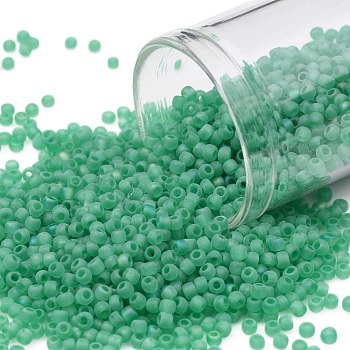 TOHO Round Seed Beads, Japanese Seed Beads, (164BF) Transparent AB Frost Dark Peridot, 11/0, 2.2mm, Hole: 0.8mm, about 1110pcs/bottle, 10g/bottle