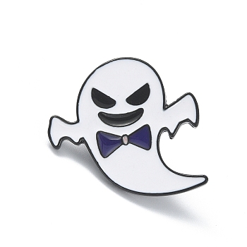 Halloween Theme Alloy Brooches, Enamel Pins, Ghost, 23.5x25x1.8mm