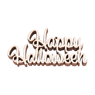 Слово счастливого хэллоуина пустые деревянные вырезы украшения(WOOD-L010-01)-2