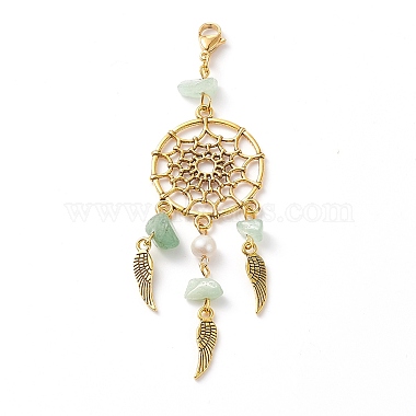 Woven Net/Web with Feather Pendant Decorations(HJEW-JM00786)-2