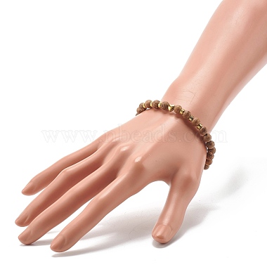 Natural Wood Round Beads Stretch Bracelet(BJEW-JB07129)-5