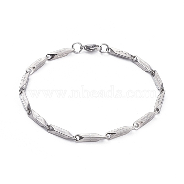 Unisex 304 Stainless Steel Bar Link Chain Bracelets(BJEW-E372-09)-2