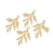 Electroplated Alloy Pendants, Branch, Real 18K Gold Plated, 36x26x3mm, Hole: 1.8mm(PALLOY-I176-14G)