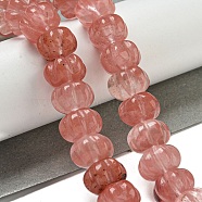 Cherry Quartz Glass Beads Strands, Pumpkin, 12x7.5~8mm, Hole: 1.4mm, about 25pcs/strand, 7.48~7.87''(19~20cm)(G-G142-A04-01)