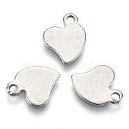 201 Stainless Steel Charms, Laser Cut, Stamping Blank Tag, Heart, Stainless Steel Color, 10.5x8x0.8mm, Hole: 1.4mm(STAS-R116-017)
