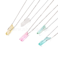 Natural Quartz Crystal Nuggets Pendant Necklace with 304 Stainless Steel Cable Chains, Gemstone Jewelry for Women, Mixed Color, 16.26 inch(41.3cm)(NJEW-JN03844)