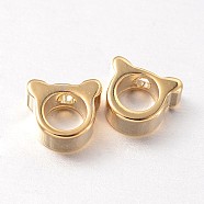 Brass Pendants, Mouse Head Charms, Real 18K Gold Plated, 5x6x2.5mm, Hole: 1mm, 3mm Inner Diameter(KK-K108-08G)