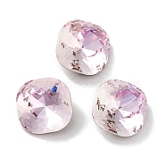 Glass Rhinestone Cabochons, Point Back & Back Plated, Faceted, Square, Light Peach, 8x8x4mm(RGLA-G020-03C-D508)
