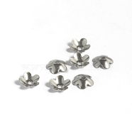 304 Stainless Steel Bead Caps, Flower, 5-Petal, Stainless Steel Color, 6x2mm, Hole: 1mm(STAS-K124-10P)
