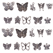Tibetan Style Hollow Alloy Pendants, Cadmium Free & Lead Free, Butterfly Shape, Antique Silver, 15x12.5x2mm, Hole: 2mm, 50pcs/Box(TIBE-CJ0001-09)