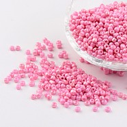 8/0 3mm Baking Paint Glass Seed Beads Loose Spacer Beads, Hot Pink, 3mm, Hole: 1mm, about 962pcs/50g(X-SEED-S002-K2)