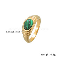 Synthetic Turquoise Oval Finger Ring, Golden Stainless Steel Ring, US Size 7(17.3mm)(ZM2991-4)