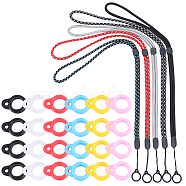 5Pcs 5 Colors Polyester Neck Strap, Anti-Lost Vape Pen Lanyard Strap, with Platic Stopper, Silicone Rings and 36Pcs 6 Colors Silicone Pendants, Mixed Color, 450x5mm(DIY-GF0008-26)