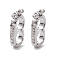 Brass Micro Pave Clear Cubic Zirconia Twister Clasps, Platinum, 19x9.5x2mm, Inner Diameter: 13x6.8mm(KK-K360-27A-P)