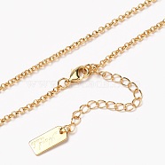 Brass Rolo Chain Necklaces, with Lobster Claw Clasps, Long-Lasting Plated, Word Hand Made, Real 18K Gold Plated, 15-5/8 inch(39.7cm)(NJEW-H206-09G)