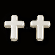 ABS Plastic Imitation Pearl Beads, Cross, Creamy White, 15.5x12x4.5mm, Hole: 2mm(X-OACR-T018-06)