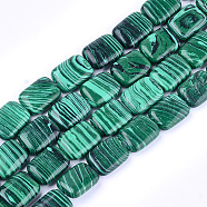 Synthetic Malachite Beads Strands, Rectangle, 17.5~18.5x13~13.5x6~7mm, Hole: 1mm, about 22pcs/strand, 15.5 inch(G-T121-11)