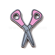 Color Printing Wood Pendants, Stationery, Scissor, 35x29x2.5mm, Hole: 4mm(WOOD-S062-01A)