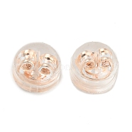 Resin & Brass Ear Nuts, Earring Backs, Flat Round, Rose Gold, 4.9x4mm, Hole: 0.6mm(FIND-H046-01RG)