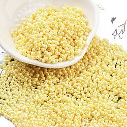 Opaque Colours Glass Seed Beads, Peanut, Yellow, 2x4x2mm, Hole: 0.8mm, about 45000pcs/pound(SEED-A033-06N)