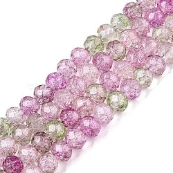 Transparent Glass Beads Strands, Faceted(32 Facets), Rondelle<P>Please Note: Because these beads are made in different batches, the color could be slightly different from one batch of beads to the next, Violet, 6x5mm, Hole: 1mm, about 84pcs/strand, 16.34~17.12''(41.5~42.8cm)(X-GLAA-T023-6mm-A16)