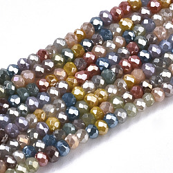 Electroplate Glass Beads Strands, Pearl Luster Plated, Faceted, Rondelle, Mixed Color, 2mm, Hole: 0.7mm, about 188~198pcs/Strand, 12.60 inch~13.11 inch(32~33.3cm)(EGLA-S192-001B-A02)