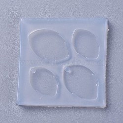 Pendant Silicone Molds, Resin Casting Molds, For UV Resin, Epoxy Resin Jewelry Making, Leaf, White, 48x48mm, Hole: 2.5mm, Leaf: 20x15mm and 25x18mm(X-DIY-L026-009)