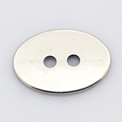 2-Hole Flat Oval 201 Stainless Steel Sewing Buttons for Bracelet Making, Stainless Steel Color, 12x17x1mm, Hole: 2mm(STAS-E065-01)