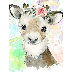 Animal DIY Diamond Painting Kits, Including Resin Rhinestones Bag, Diamond Sticky Pen, Tray Plate and Glue Clay, Deer, 400x300mm(DIAM-PW0009-35E)