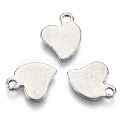 Non-Tarnish 201 Stainless Steel Charms, Laser Cut, Stamping Blank Tag, Heart, Stainless Steel Color, 10.5x8x0.8mm, Hole: 1.4mm(STAS-R116-017)