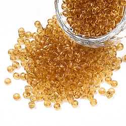 Glass Seed Beads, Transparent, Round, Goldenrod, 8/0, 3mm, Hole: 1mm, about 10000 beads/pound(SEED-A004-3mm-2)