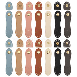 14 Sets 7 Colors Imitation Leather Sew on Purse Lock with Snap Button, Mixed Color, 3.2~10.8x2.6~2.65x0.15cm, Hole: 1.6mm, 2 sets/color(FIND-CA0008-57)