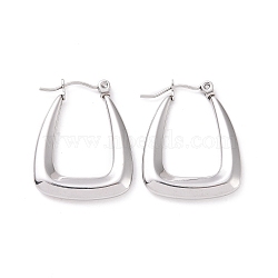 304 Stainless Steel Hoop Earrings for Women, Trapezoid, Stainless Steel Color, 25.5x20x3mm, Pin: 0.8mm(EJEW-F287-07P)