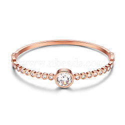 SHEGRACE Titanium Steel Bangles, with Grade AAA Cubic Zirconia, Clear, Rose Gold, 2-3/8 inchx1-7/8 inch(5.9x4.8cm)(JB470A)