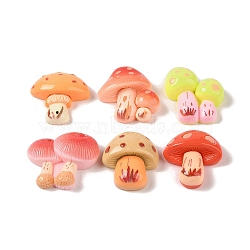 Opaque Resin Decoden Cabochons, Mushroom, Mixed Color, 26~29x25~27x10~10.5mm(RESI-S391-11)