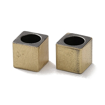 Tibetan Style Brass Beads, Cadmium Free & Lead Free, Cuboid, Antique Bronze, 5x5x5mm, Hole: 3.5mm