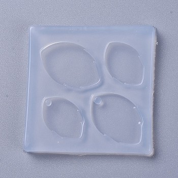 Pendant Silicone Molds, Resin Casting Molds, For UV Resin, Epoxy Resin Jewelry Making, Leaf, White, 48x48mm, Hole: 2.5mm, Leaf: 20x15mm and 25x18mm