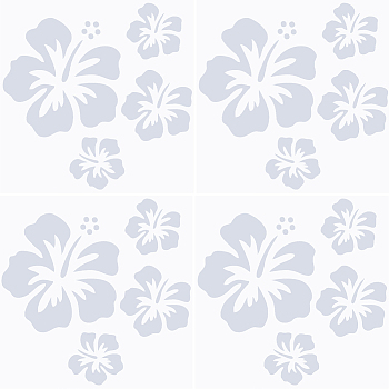 PET Self Adhesive Car Stickers, Waterproof Floral Car Decorative Decals for Car Decoration, White, 150x150x0.2mm