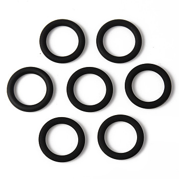 Rubberized Style Acrylic Linking Rings, Ring, Black, 24x3.5mm, Inner Diameter: 17mm