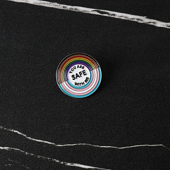 Pride Rainbow Enamel Pins, Alloy Brooch, Flat Round, 33mm