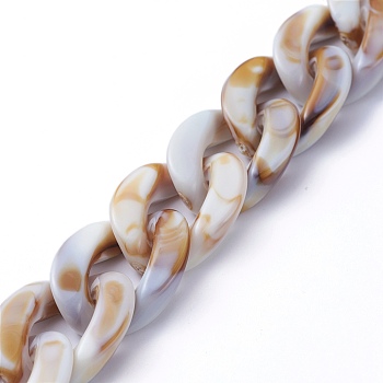Handmade Acrylic Curb Chains, Imitation Gemstone, for Handbag Chain Making, Floral White, Link: 23x16.5x5mm, 39.37 inch(1m)/strand