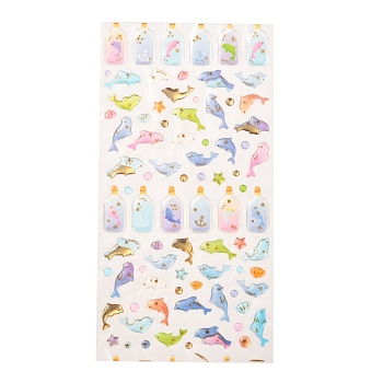 Epoxy Resin Sticker, for Scrapbooking, Travel Diary Craft, Fish Pattern, 4~39x4~36mm