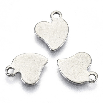 201 Stainless Steel Charms, Laser Cut, Stamping Blank Tag, Heart, Stainless Steel Color, 10.5x8x0.8mm, Hole: 1.4mm