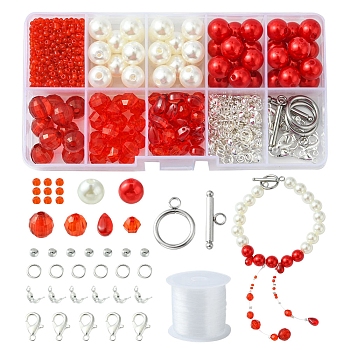 DIY Halloween Bracelet Making Kit, Including Plastic Pearl & Acrylic & Glass & Seed Round Beads, Alloy Clasps, Mixed Color