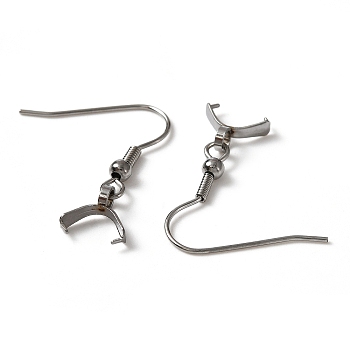 304 Stainless Steel Earring Hooks, with Ice Pick Pinch Bails, Stainless Steel Color, 27.5x21mm, 21 Gauge, Pin: 0.7mm and 0.5mm(for half dirlled beads)