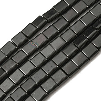 Electroplated Non-magnetic Synthetic Hematite Beads Strands, Square, 2-Hole, Black, 6x6x3mm, Hole: 1.2mm, about 69pcs/strand, 15.55 inch(39.5cm)