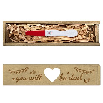 Rectangle Wooden Pregnancy Test Keepsake Box with Slide Cover, Baby Annouced Engraved Case for Grandparents Dad Aunt and Uncle, Peru, Footprint, 20x5x3cm