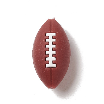Silicone Focal Beads, Rugby, Brown, 26x14x13mm, Hole: 3mm