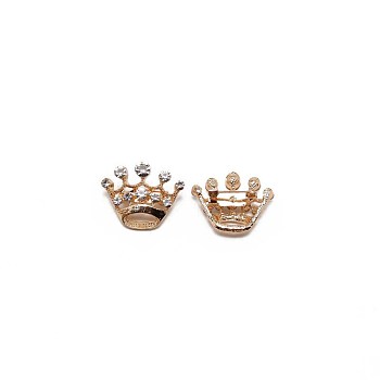 Crystal Rhinestone Crown Brooch, Alloy Rhinestone Lapel Pin for Backpack Clothes, Light Gold, 21x25.5x9mm