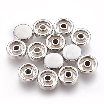 CCB Flat Rivets Studded Findings, Half Drilled, Flat Round, Platinum, 9x3.5mm, Hole: 2.5mm